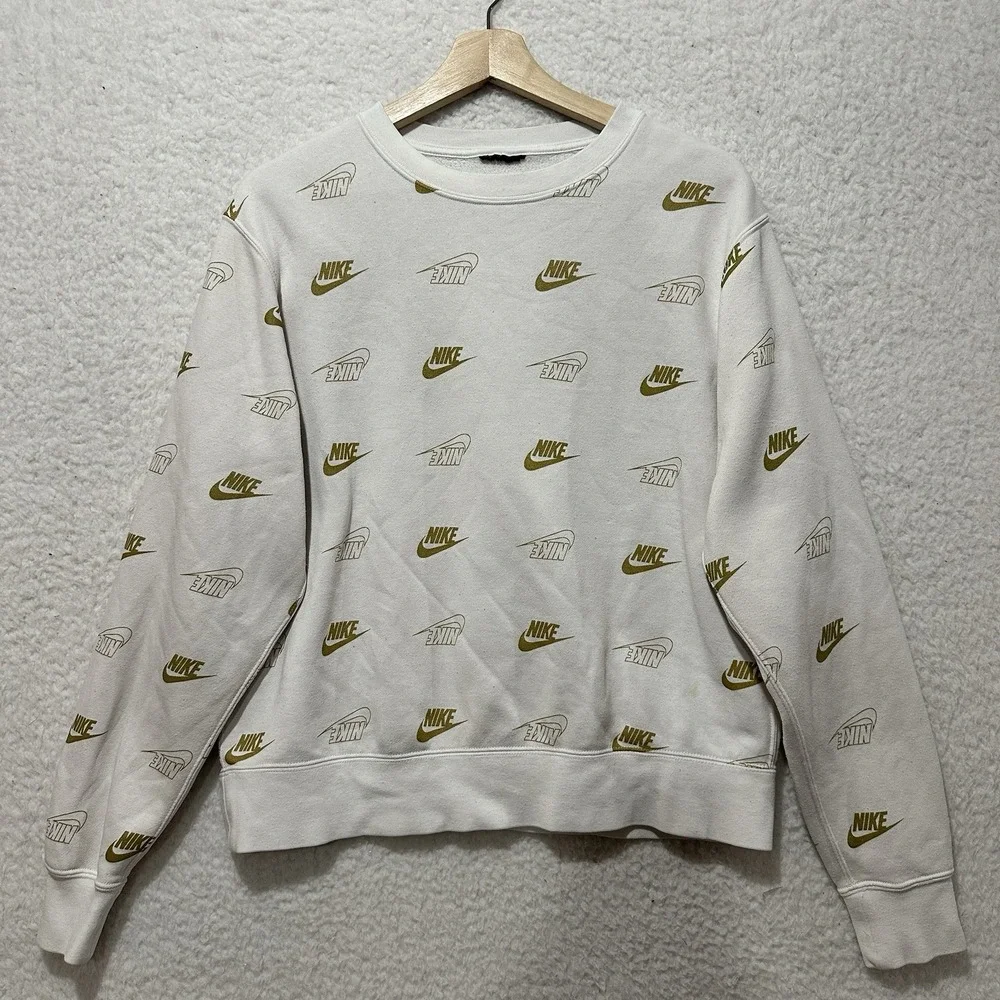 Nike Pullover Sweatshirt All Over Print‎ Gold Swoosh Size S, M?